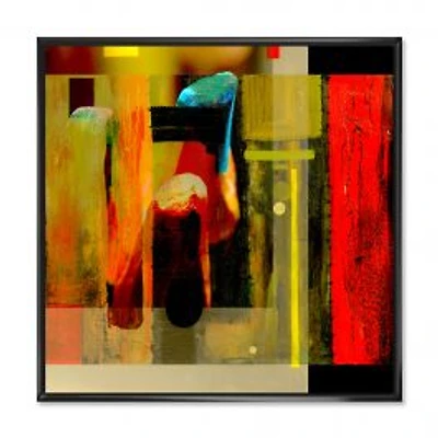 Cubistic Manifestation of Red Black and Green Wall Art