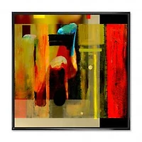 Cubistic Manifestation of Red Black and Green Wall Art