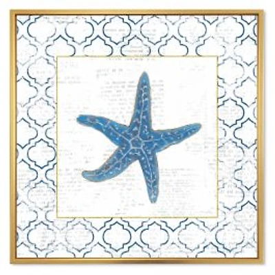 Navy Starfish with Gold Canvas Wall Art