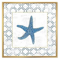 Navy Starfish with Gold Canvas Wall Art