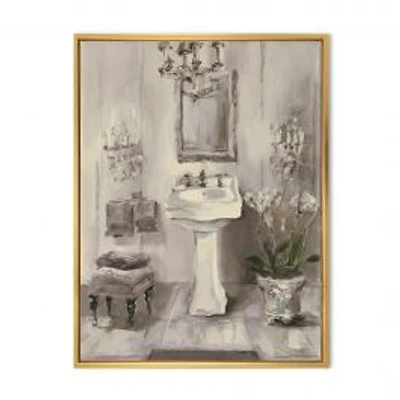French Bathroom Vintage II Canvas