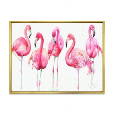 Gracefully Pink Shabby Flamingo Canvas Wall Art