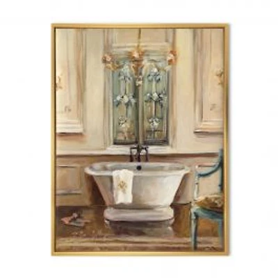 Vintage Paris Bathtub Painting Wall Art