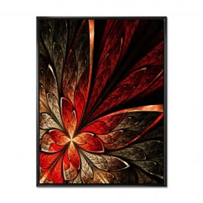 Fractal Flower in Yellow and Red Wall Art