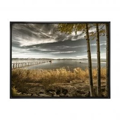 Pier in Brown Lake Canvas Art Print