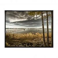 Pier in Brown Lake Canvas Art Print