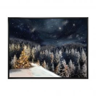 Night Forest Christmas Tree Wall Art
