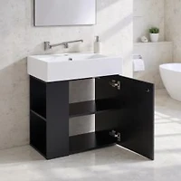 Floating Bathroom Vanity with Ceramic Sink - 21.6"