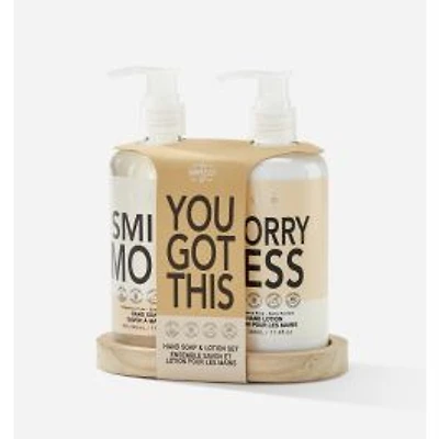 Fragrance Free Hand Soap & Lotion Gift Set with Wood Tray