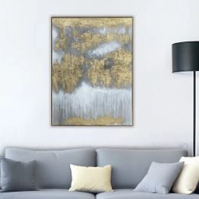 Glint Gold and Grey Abstract Painting