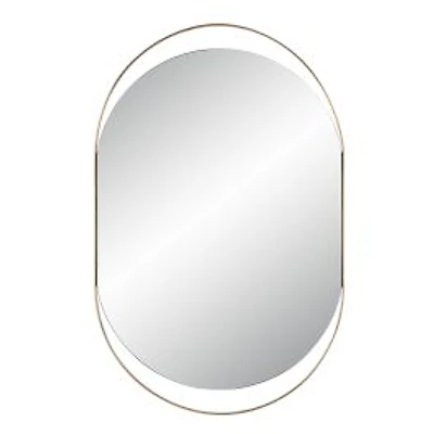 Ecru 40" Tall Pill Oval Mirror, Satin Brass