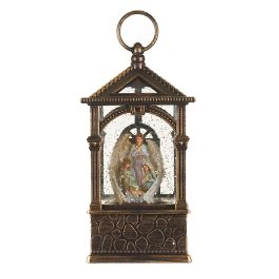 Musical Bronze Plastic Lantern Warm White LED Snow Globe Nativity Scene