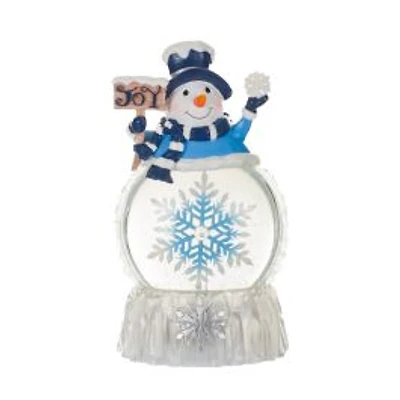 Blue Snowman LED Snow Globe