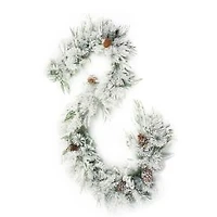 Hangable Flocked Green Pvc Garland with Frosted Pinecones
