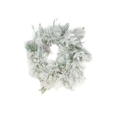 Hangable Flocked Green Pvc Illuminated Wreath Pinecones and Lights