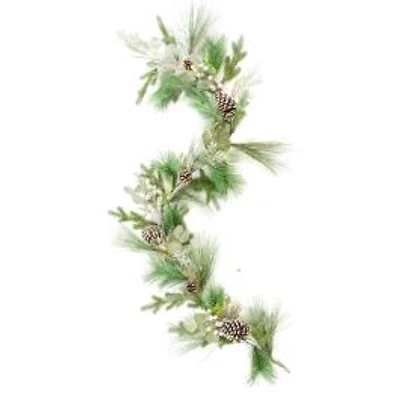 Hangable Sparkly Forest Green Plastic Pine and Blue Spruce Garland