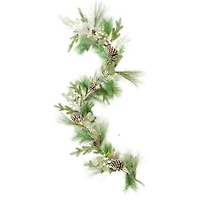Hangable Sparkly Forest Green Plastic Pine and Blue Spruce Garland