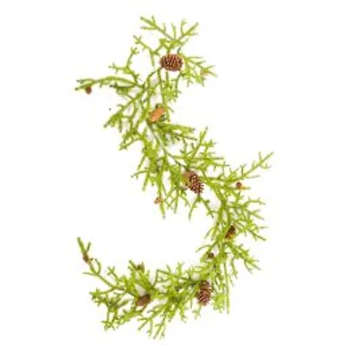 Hangable Green Plastic Norway Spruce Garland with Pinecones