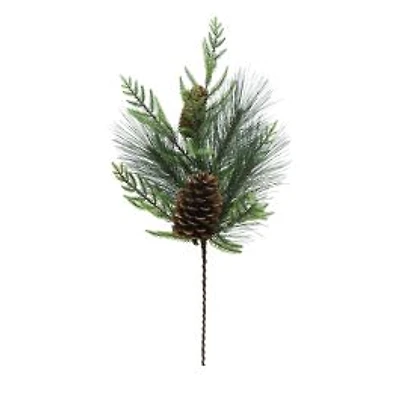 Green Pvc Scottish Pine Spray with Pinecones, Pack of 4