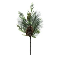 Green Pvc Scottish Pine Spray with Pinecones, Pack of 4