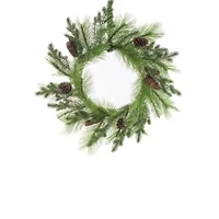 Green Plastic Mixed Pine Wreath with Pinecones