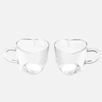 Heart with Love Clear Mugs, Set of 2