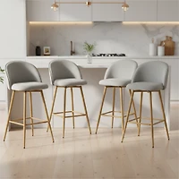 Modern Fabric Counter Barstools, Set of 4 - Beige