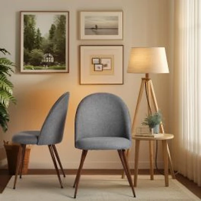 Ensemble de 2 chaises d'appoint modernes en tissu gris