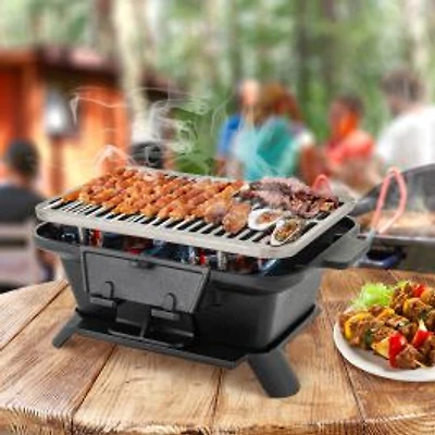Cast Iron Hibachi Grill with Grill Grate Lifter