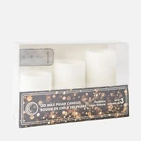 LED White Candle Gift Set with Remote, Set of 3