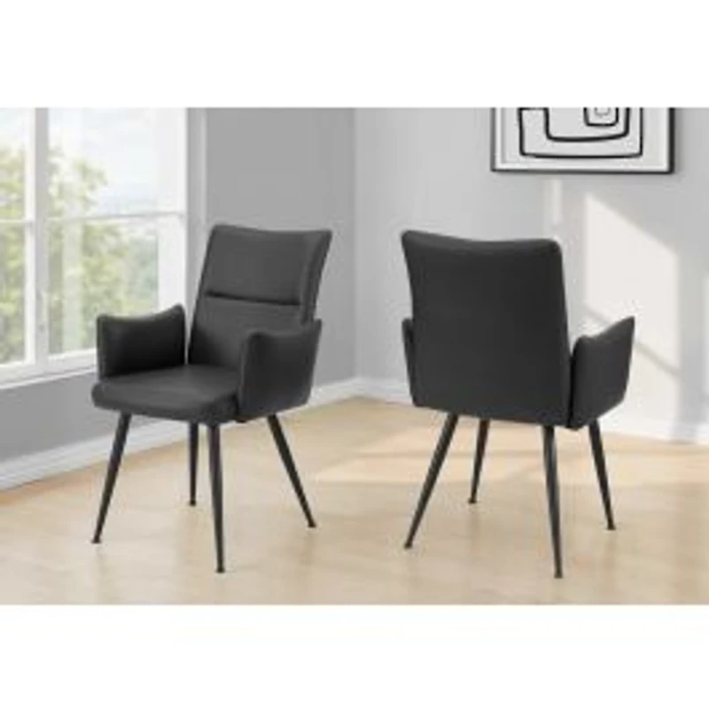 Chaise de salle à manger, ensemble de 2 - Similicuir, 35 po