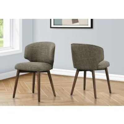 Dining Chair, Set of 2 - Brown Walnut with Brown Fabric, 32"