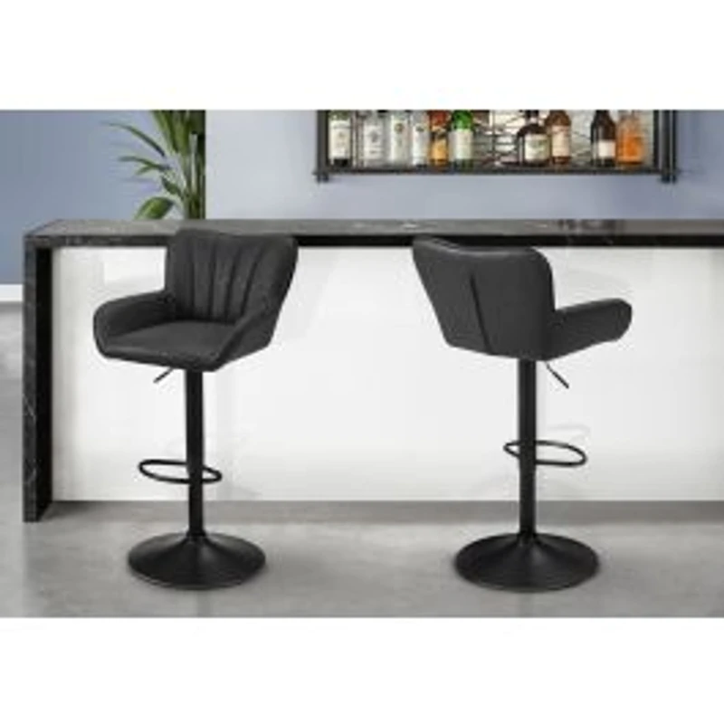 Barstool, Set of 2 - PU Upholstery