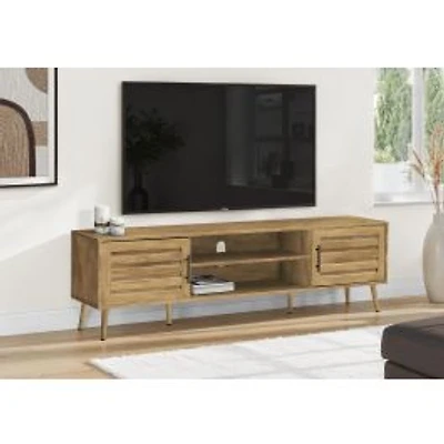 TV Stand - Walnut Wood-Look with 2 Doors, 72"