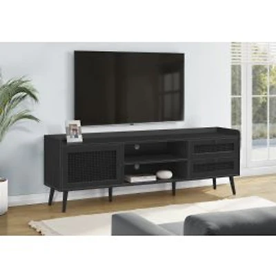 TV Stand - Black with Storage, 72"