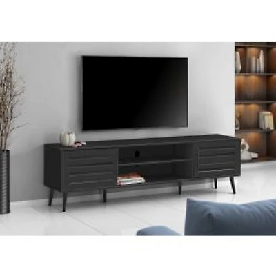 TV Stand - Black with 2 Doors, 72"