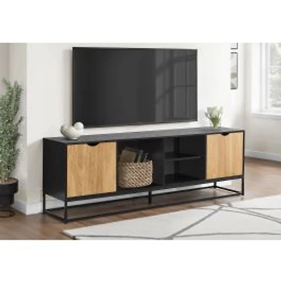 TV Stand - Black Metal with 2 Doors, 72"