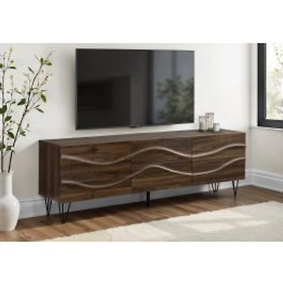 TV Stand - Dark Brown Wood-Look with Storage, 72"