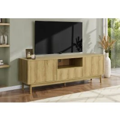 Meuble TV - Noyer clair avec rangement, 72 po