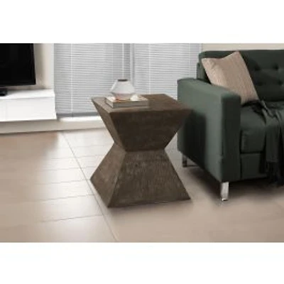 Walnut Geometric Indoor/Outdoor Accent Table