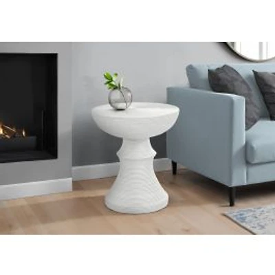 White Pedestal Indoor/Outdoor Accent Table