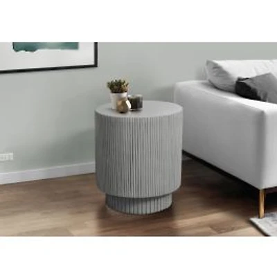 Grey Round Pedestal Indoor/Outdoor Accent Table