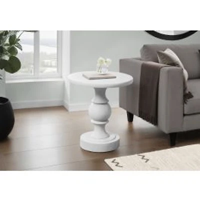 Round White Pedestal Indoor/Outdoor Accent Table