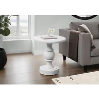 Round White Pedestal Indoor/Outdoor Accent Table