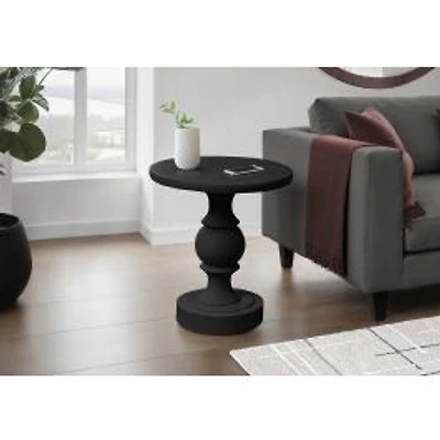 Round Black Pedestal Indoor/Outdoor Accent Table