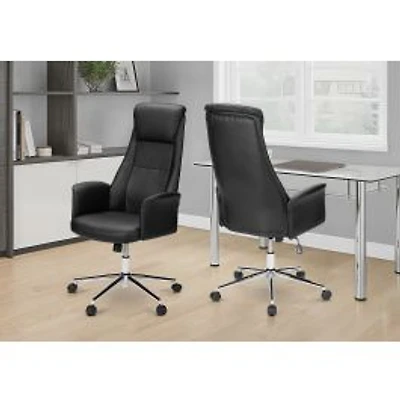 Executive Office Chair - Black Leather-Look, High Back