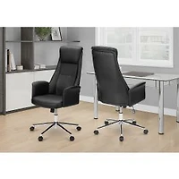 Executive Office Chair - Black Leather-Look, High Back
