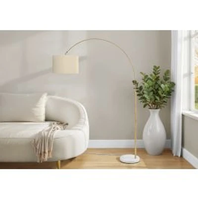 Arc Floor Lamp - Brass Metal with Beige Shade, 79"