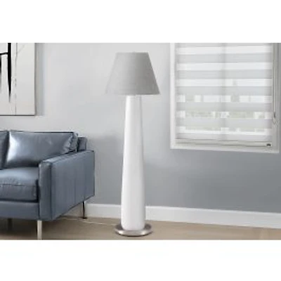 Floor Lamp - White Resin with Grey Shade, 61"