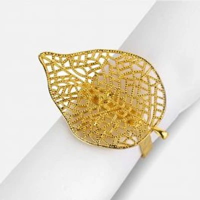 Set of 4 Feuille Napkin Rings - Gold